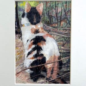Original gouache painting of a cat by Norma Jameson. B.1933. Signed and dated 60. Unframed. Antique Art