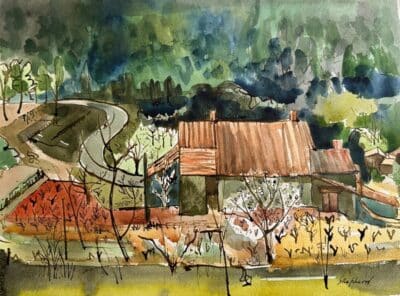 Original watercolour of a French scene by Toby Horne Shepherd 1909-93. Signed. C.1970. Unframed. 12" x 16"