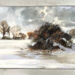 Original oil on board ‘A snowy landscape by Peter Gardner ROI. B.1923. Signed. Framed in its original moulding. Antique Art