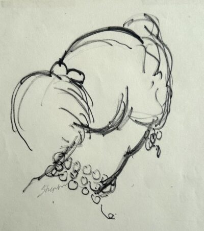 Original pen and ink profile portrait of a lady by Toby Horne Shepherd 1909-1993. Signed. Unframed. Provenance; The artists studio.
