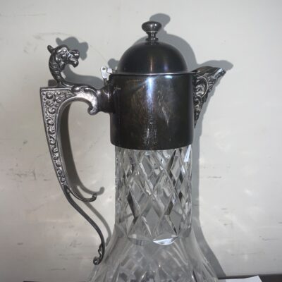 Decanter quality crystal cut glass silver plated - Image 5