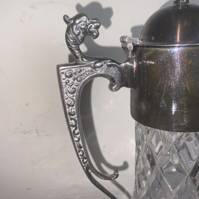Decanter quality crystal cut glass silver plated - Image 6