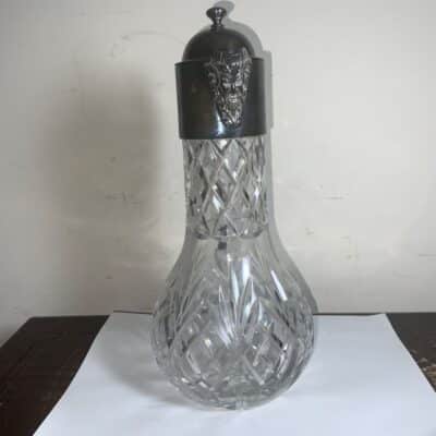 Decanter quality crystal cut glass silver plated - Image 9