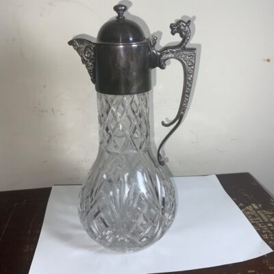 Decanter quality crystal cut glass silver plated - Image 13