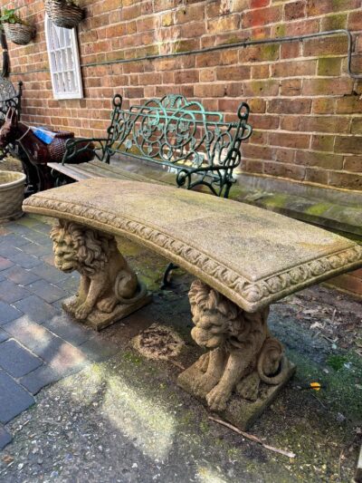 Attractive Stone Garden Bench with Lions - Image 7
