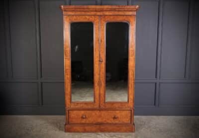 Victorian Burr Walnut Mirrored Linen Press - Image 4