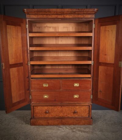 Victorian Burr Walnut Mirrored Linen Press - Image 5