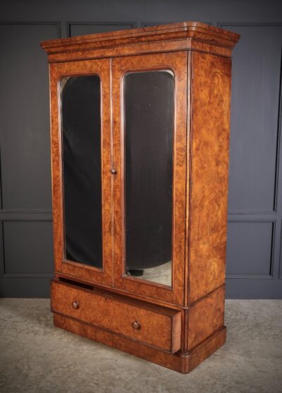 Victorian Burr Walnut Mirrored Linen Press - Image 6