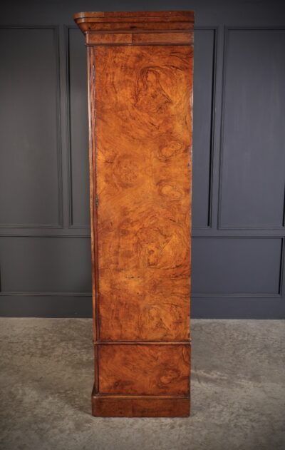 Victorian Burr Walnut Mirrored Linen Press antique wardrobes Antique Furniture 9