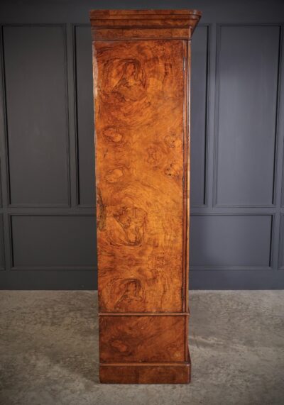 Victorian Burr Walnut Mirrored Linen Press - Image 9