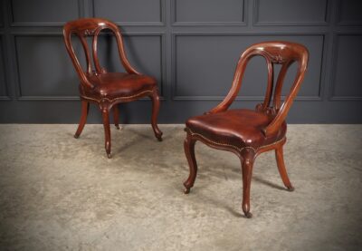 Pair of Mahogany & Leather Library Desk Chairs desk chair Antique Chairs 4