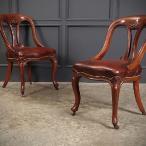 Pair of Mahogany & Leather Library Desk Chairs desk chair Antique Chairs