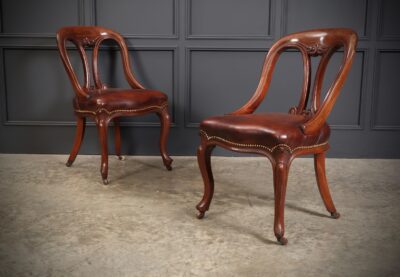 Pair of Mahogany & Leather Library Desk Chairs desk chair Antique Chairs 3