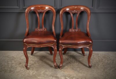 Pair of Mahogany & Leather Library Desk Chairs desk chair Antique Chairs 5