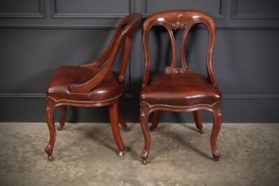 Pair of Mahogany & Leather Library Desk Chairs desk chair Antique Chairs 6