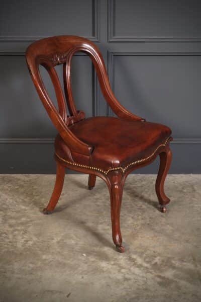 Pair of Mahogany & Leather Library Desk Chairs desk chair Antique Chairs 7