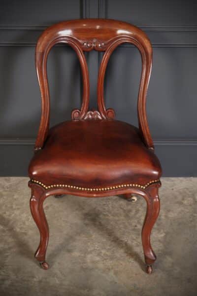 Pair of Mahogany & Leather Library Desk Chairs desk chair Antique Chairs 8