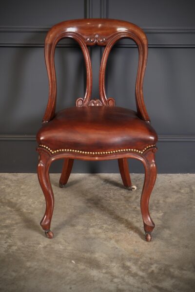 Pair of Mahogany & Leather Library Desk Chairs desk chair Antique Chairs 9