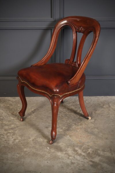 Pair of Mahogany & Leather Library Desk Chairs desk chair Antique Chairs 11