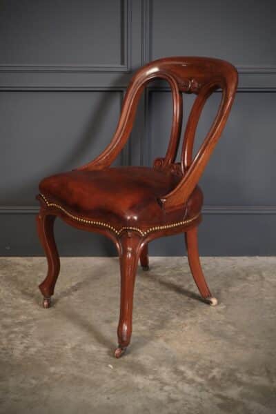 Pair of Mahogany & Leather Library Desk Chairs desk chair Antique Chairs 12