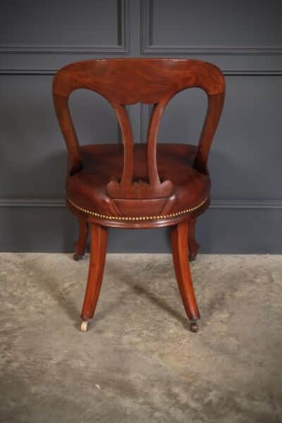 Pair of Mahogany & Leather Library Desk Chairs desk chair Antique Chairs 15