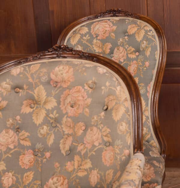 Victorian Walnut His & Her Parlour Chairs SAI2471 - Image 9