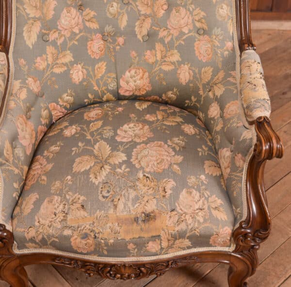 Victorian Walnut His & Her Parlour Chairs SAI2471 - Image 5