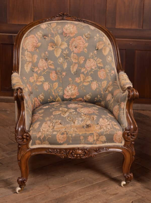 Victorian Walnut His & Her Parlour Chairs SAI2471 - Image 14