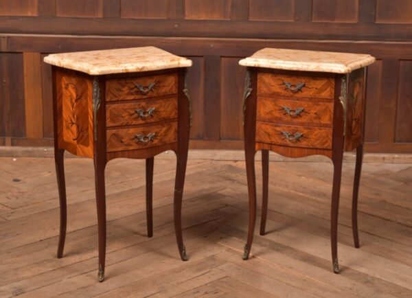 Pair of Mahogany Marquetry Bedside Cabinets/ Drawers SAI2704