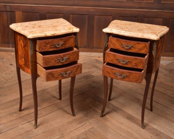Pair of Mahogany Marquetry Bedside Cabinets/ Drawers SAI2704 Antique Cabinets 15