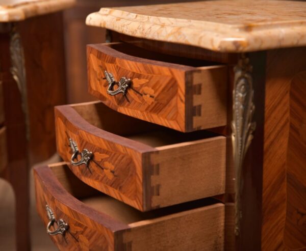 Pair of Mahogany Marquetry Bedside Cabinets/ Drawers SAI2704 - Image 9