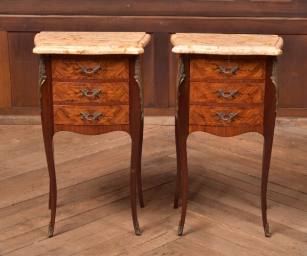 Pair of Mahogany Marquetry Bedside Cabinets/ Drawers SAI2704 - Image 8