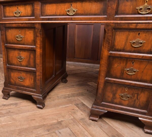 Neat Proportioned Edwardian Walnut Pedestal Desk SAI2337 - Image 19
