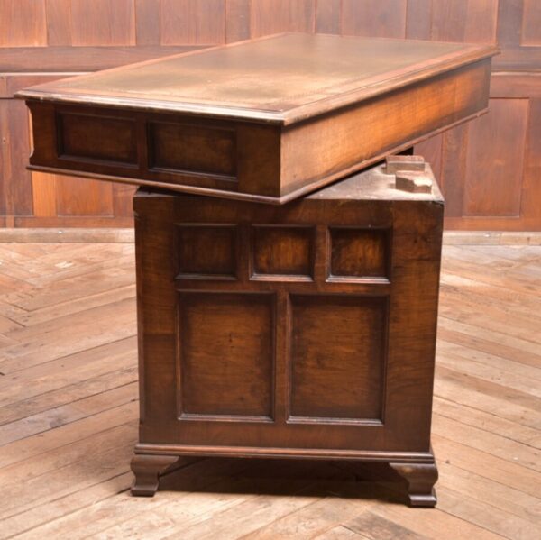 Neat Proportioned Edwardian Walnut Pedestal Desk SAI2337 - Image 11