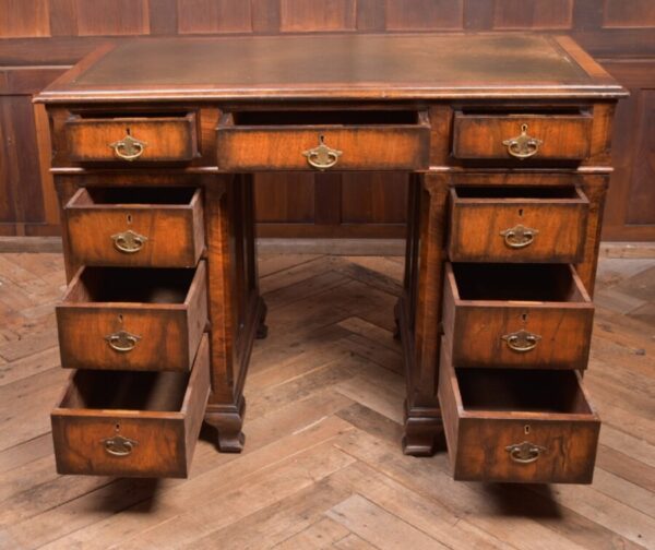 Neat Proportioned Edwardian Walnut Pedestal Desk SAI2337 - Image 8