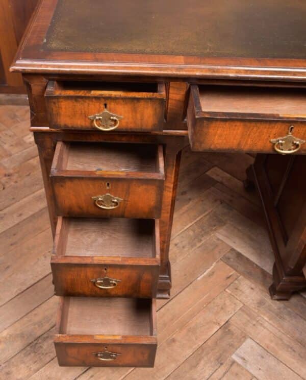 Neat Proportioned Edwardian Walnut Pedestal Desk SAI2337 - Image 9