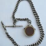 Bloodstone Silver Fob With Solid Silver Pocket Watch Chain T-bar & Lobster Clip Circa 1906 Antique Silver Antique Bracelets