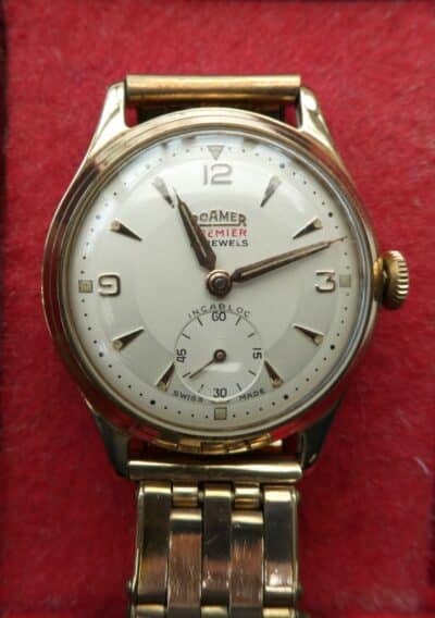 Vintage Roamer Premier Gents 9ct Watch 17J On Rolled Gold Clewco Strap Gold Jewellery, Antique Watches 4