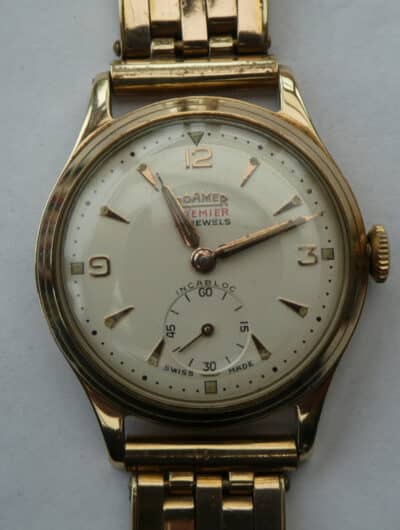 Vintage Roamer Premier Gents 9ct Watch 17J On Rolled Gold Clewco Strap Gold Jewellery, Antique Watches 6