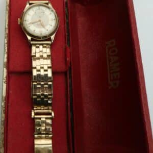 Vintage Roamer Premier Gents 9ct Watch 17J On Rolled Gold Clewco Strap Gold Jewellery, Antique Watches