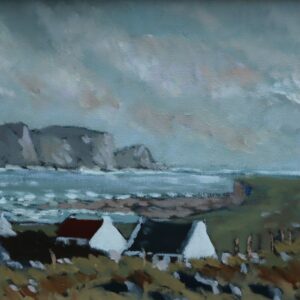 Alex McKenna (Irish 1943-) ‘Cottages before Dooagh Head, Achill Island’. Antique Art