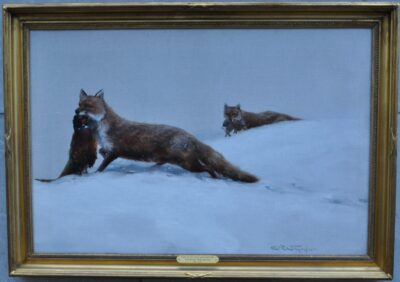 Charles Whymper (1853-1941), Foxes in the snow with their kill. - Image 2