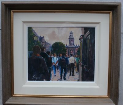Summer visitors to Trinity College, Fergal Flanagan, oil on board - Image 2