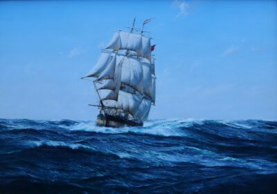 Gordon Ellis (1920-1978), The Liverpool whaler ‘Golden Lyon’, oil on board. Antique Art 3