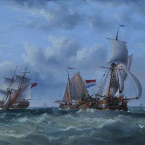 Henry Redmore, shipping off the Dutch coast, signed and dated. Antique Art