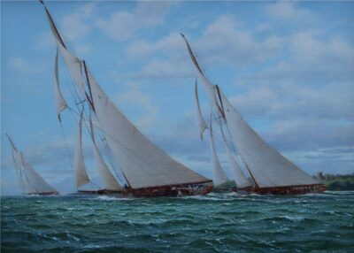 Stephen J Renard (1947-), Britannia, Lulworth & White Heather off Norris Castle.