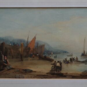 Samuel Owen (1768-1857) Fisherfolk on the beach, signed ‘Owen’ lower right. Antique Art