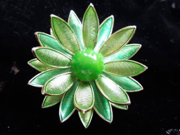 Funky 50's Lime & Mint Green Enamel Brooch - Image 3