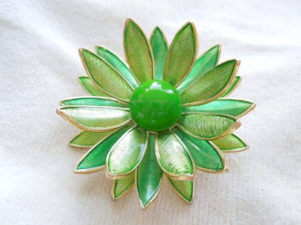 Funky 50's Lime & Mint Green Enamel Brooch