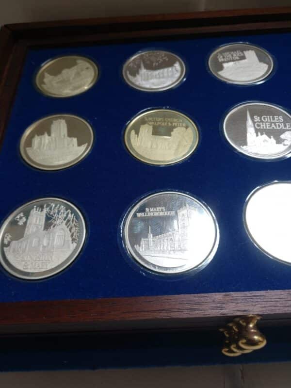 Set of 36 fully hallmarked PROOF limited edition Churches of Britain English Sterling Silver 1974-1977 - Image 2